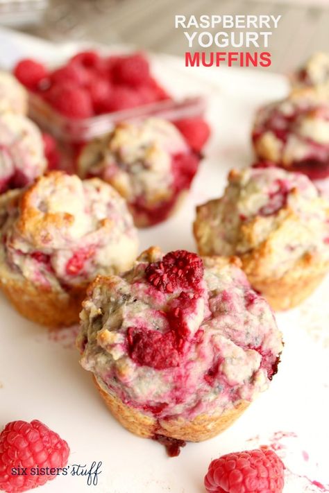 Raspberry Yogurt Muffins | Six Sisters' Stuff Raspberry Yogurt Muffins, Nutella Muffin, Yogurt Muffins, Raspberry Yogurt, Raspberry Muffins, Six Sisters Stuff, Raspberry Recipes, Yogurt And Granola, Kid Food