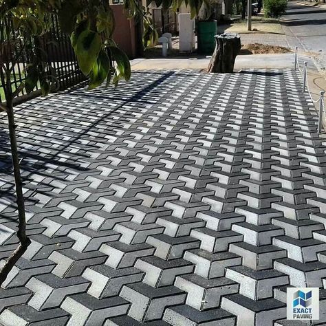 ❣3D Paving ❣done in Klerksdorp. EXACT Paving, Klerksdorp, Matlosana, KOSH, North West Province, South Africa Pavers Backyard Landscaping Ideas, Paving Diy, Room Tiles Design, House Front Wall Design, Pavement Design, Paving Pattern, Paving Ideas, Front Wall Design, Tiles Designs