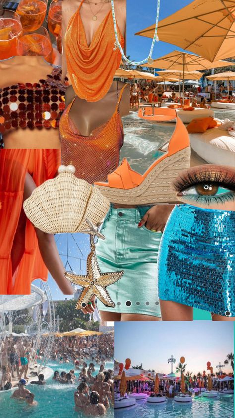 Disco Beach Party, Ibiza Party Aesthetic, Ibiza Pool, Ibiza Pool Party, Ibiza Aesthetic, Ibiza Party, Ibiza Spain, Ibiza Fashion, Aesthetic Collage