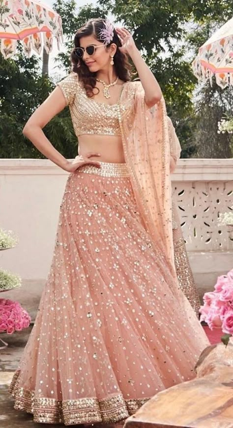 30 Glimmering Mirror Work Lehengas that will Satisfy your Blingy Soul! | ShaadiSaga Lehenga Styles, Indian Reception, Reception Outfits, Mirror Work Lehenga, Indian Outfits Lehenga, Wedding Lehenga Designs, Lehnga Dress, Bridal Lehenga Collection, Work Lehenga