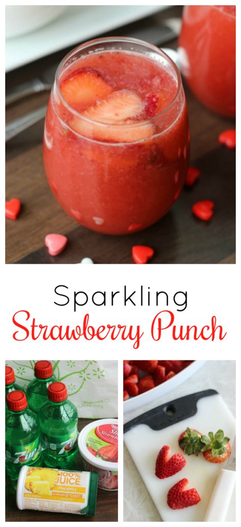 Valentine Punch Recipe, Strawberry Punch Recipes, Heart Shaped Strawberries, White Chocolate Raspberry Scones, Strawberry Punch, Lila Party, Raspberry Scones, Party Punch Recipes, Pineapple Punch