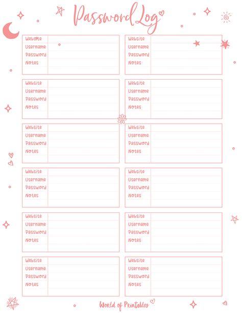 Goodnotes Password Template, Password Ideas, Password Template, Printable Password Tracker, Password Printable, World Of Printables, Tech Organization, Password Tracker, Household Binder