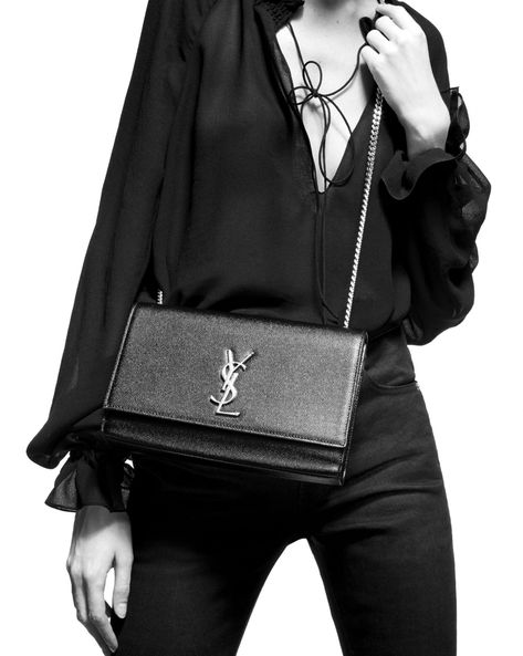 kate medium in grain de poudre embossed leather | Saint Laurent United States | YSL.com Ysl Kate Bag, Ysl Kate, Kate Bags, Tas Bahu, Bags Aesthetic, Saint Laurent Bag, Chain Shoulder Bag, Louis Vuitton Twist Bag, Medium Bags