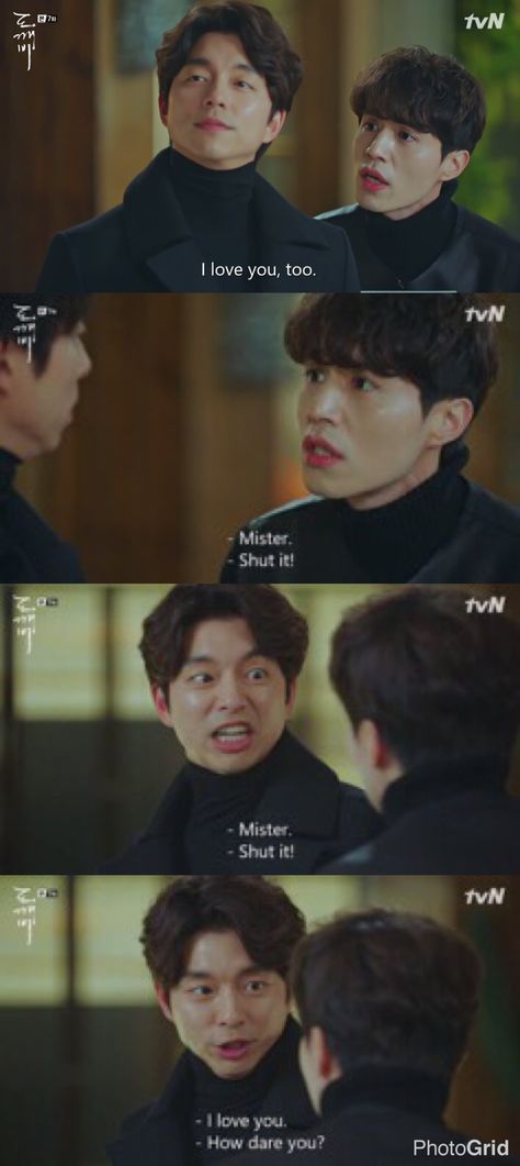 Unrequited bromance between goblin and grim reaper is hilarious  #Goblin Goblin Kdrama Grim Reaper, Gong Yoo Funny, Goblin Kdrama Funny, Goblin Funny, Goblin The Lonely And Great God, Jong Hyuk, Goblin Korean Drama, Goblin Kdrama, Funny Interview