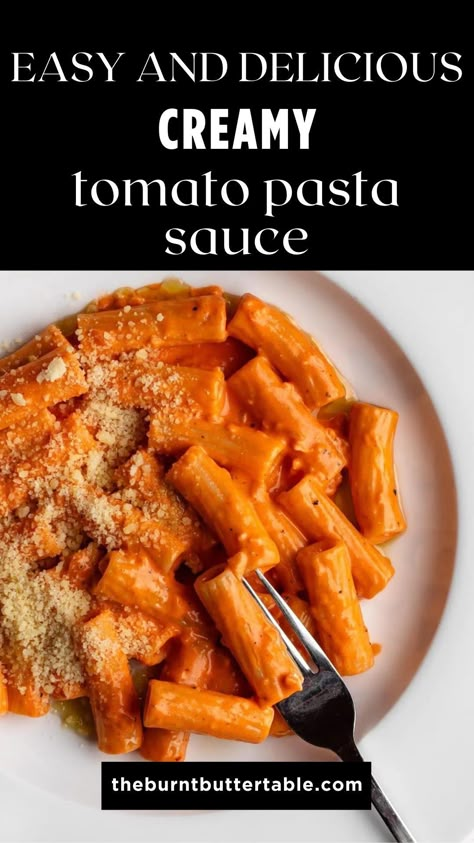 Want an insanely delicious and easy dinner in 10 minutes? This creamy tomato sauce is a staple recipe you need to add to your repertoire. Made with simple ingredients, this luscious and glossy sauce is perfect for busy weeknights or equally to impress friends and family. A creamy parmesan packed sauce with a tomato paste base and a squeeze of lemon for the perfect finishing touch. Vitamix Pasta Sauce, Easy Pasta Recipes Tomato Sauce, Pasta In Red Sauce Recipes, Tomato Roux Sauce, Use Up Tomato Paste, Pasta Sauce Tomato Paste, Vitamix Tomato Sauce, Heirloom Tomato Pasta Sauce, Homemade Creamy Tomato Pasta Sauce