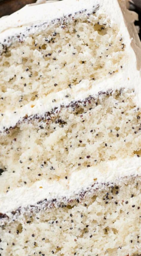 Poppy Seed Cake Recipe, Vanilla Bean Frosting, Seed Cake, Poppy Seed Cake, Cake Blog, A Piece Of Cake, Köstliche Desserts, Piece Of Cake, Poppy Seed