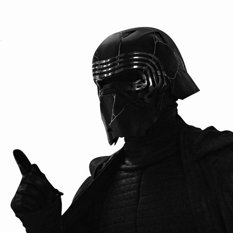 Kylo Ren Black And White, Kylo Ren Pfp, Kylo Ren Aesthetic, Kyle Ren, Wars Aesthetic, Black Helmet, Star Wars Pictures, Adam Driver, Kylo Ren