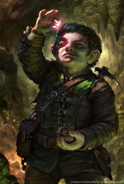 ArtStation - Gnome Gemseeker, Lukasz Jaskolski Halfling Rogue, Pathfinder Character, Fantasy Portraits, Male Character, Fantasy Races, Dungeons And Dragons Characters, Fantasy Male, High Fantasy, Fantasy Rpg