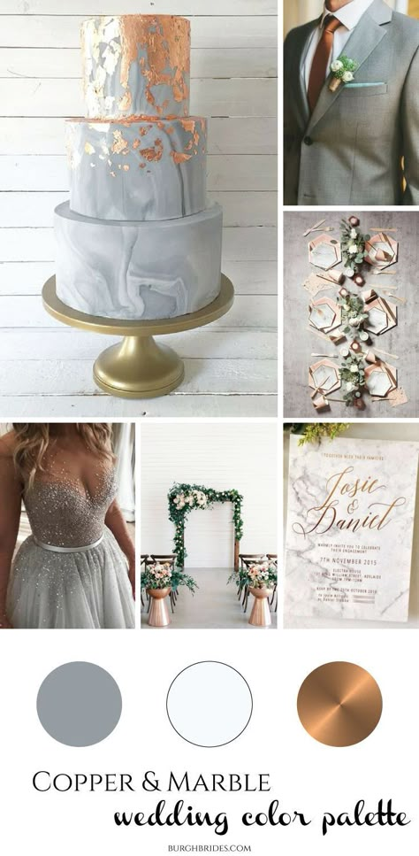 Copper & Marble Wedding Inspiration from Burgh Brides Marble Wedding Decor, Metallic Wedding Theme, Grey Wedding Theme, Wedding Wishing, Copper And Marble, Wedding Reception Design, Metallic Wedding, Wedding Themed, Green Wedding Colors