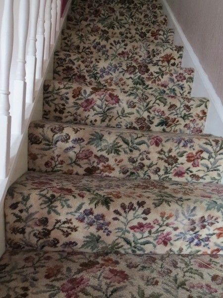 Stair Carpet - this won't be changing as I love it, Axminster we got off ebay a couple years back and it's still in perfect condition. So anything I do has to go with this. Floral Carpet Stairs, Patterned Stair Carpet, Kitchen Carpet Runner, Hall Carpet, Axminster Carpets, Stair Carpet, Hallway Carpet Runners, Floral Carpet, Cheap Carpet Runners