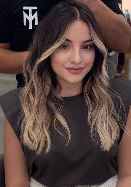 Money Piece With Peekaboo, Underlayer Highlights, Curtain Bangs Hair Color, Underlayer Hair Dye, Curtain Bangs With Money Piece, Hair Contouring Blonde, Undercolor Hair Ideas, Dark Hair With Light Front Face Framing, Money Piece Curtain Bangs