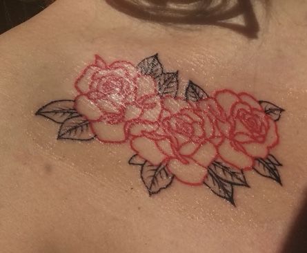 Red Roses Tattoo, Bone Tattoo, Red Tattoo, Red Rose Tattoo, Bone Tattoos, Roses Tattoo, Collar Bone Tattoo, Collar Bone, Tattoo Ink