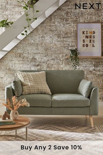 Green Couch Ideas, Farmhouse Sofas, Sage Green Couch, Kitchen Sofas, Small Sofa Set, Therapist Office Design, 1930s House Interior, Wooden Accent Chair, Cottage Lounge