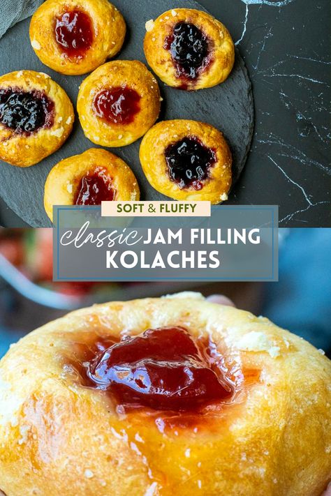 These soft and fluffy class kolaches are the best. Lets learn how to make these from scratch with this very detailed recipe. #kolaches #originalkolaches #classickolaches Best Kolache Recipe, Hungarian Kolaches Recipe, Kolache Dough Recipe, Strawberry Jam Bread, Kolache Recipe Czech, Jam Bread, Kolache Recipe, Czech Recipes, Sweet Bread