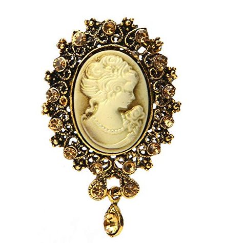 Pink-day Vintage Cameo Victorian Crystal Wedding Party Women Pendant Brooch Pin Jewelry (Gold) Gold Pleated Skirt, Victorian Style Wedding, Victorian Antiques, Queen Anne Victorian, Pink Day, Pins Fashion, Party Women, My Fair Lady, Women Pendant