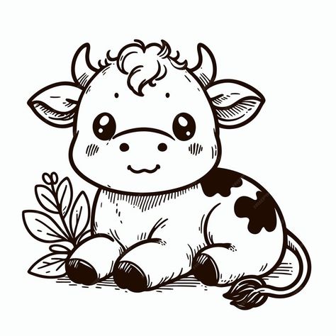 A black and white drawing of a cow with a tag that says cow | Premium AI-generated vector Cow Drawing Simple, Cow Drawing Ideas, Drawing Of A Cow, Cute Cow Drawing, Cow Sketch, Cow Drawing, Disney Princess Drawings, Princess Drawings, White Drawing