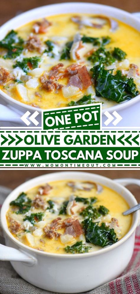 One Pot Olive Garden Zuppa Toscana Soup Zupa Toscana, Olive Garden Zuppa Toscana Soup, Zuppa Toscana Soup Olive Garden, Olive Garden Zuppa, Olive Garden Soups, Olive Garden Zuppa Toscana, Tuscan Soup, Zuppa Toscana Soup, Toscana Soup