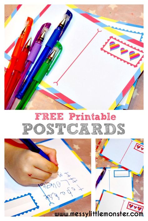 FREE printable postcards for kids. A simple act of kindness inspired by the story "The kindness elves" An activity to encourage early writers and make someones day at the same time. A craft idea for mothers day or valentines day. Free Printable Postcards, Postcards For Kids, Kindness Elves, Printable Postcards, Dramatic Play Preschool, Kindness Activities, Dramatic Play Centers, Valentine Postcards, Preschool Writing