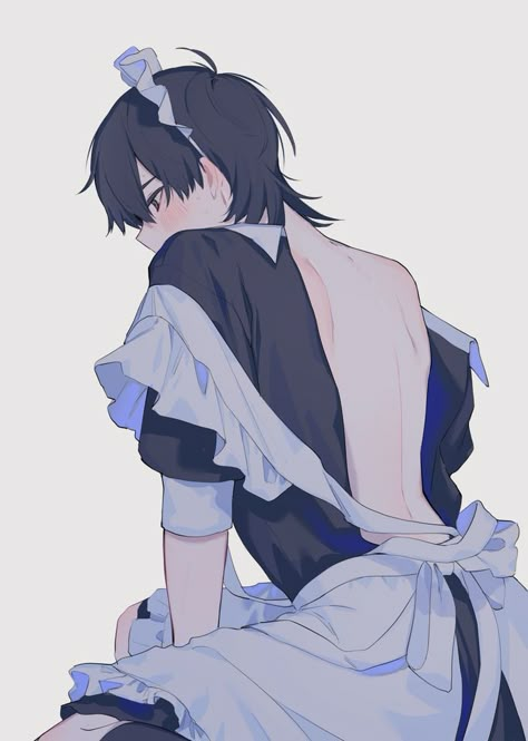 #boy #maidsuit Spicy Reference, Boy Illustration, 캐릭터 드로잉, 영감을 주는 캐릭터, Anime Drawings Boy, Boy Art, Drawing Reference Poses, Cute Anime Guys