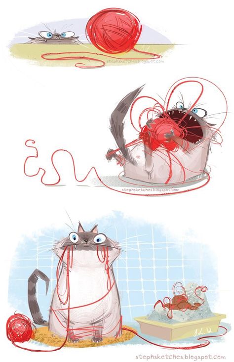 Cat's life Funny Illustration, 영감을 주는 캐릭터, Character Design References, Illustration Character Design, Cat Illustration, Children's Book Illustration, Cat Drawing, Creature Design, Design Reference