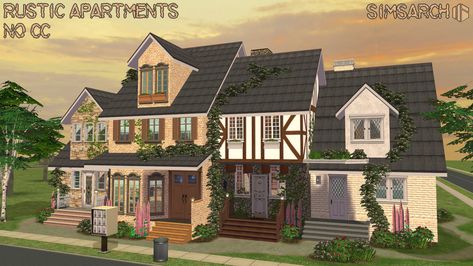 Mod The Sims - Rustic Apartments - 4 Units - No CC Sims 2 House, Sims 4 House Design, The Sims 2, Ikea Home, British Countryside, Apartment Life, Sims 4 Houses, Sims House, Sims 2