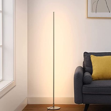 DEWENWILS Modern LED Floor Lamp, 57.5" Minimalist Dimmable Corner Lighting, Standing Tall Floor Lamp for Living Room, Bedroom, Home Office, 3000K Warm White Light - - Amazon.com Corner Lighting, Novelty Floor Lamp, Corner Floor Lamp, Elegant Floor Lamps, Tall Floor Lamps, Column Floor Lamp, Corner Lamp, Mood Lamps, Tall Lamps