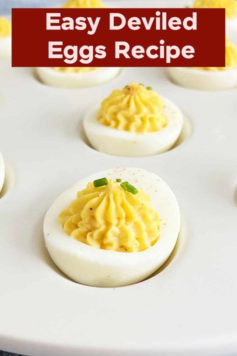 My Grandma's Deviled Eggs Recipe is simple, easy and makes delicious stuffed eggs for appetizers, snacks or Easter and Thanksgiving.  via @meamel How To Make Deviled Eggs Easy Simple, Simple Deviled Eggs, Deviled Eggs Recipe Best, Easy Deviled Eggs Recipe, Stuffed Eggs, Guacamole Deviled Eggs, Deviled Eggs Recipe Easy, Devilled Eggs, Grape Jelly Meatballs