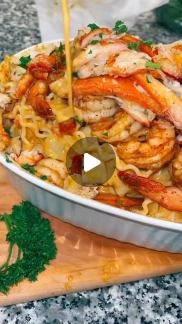 Crab Leg Pasta Recipes, Cajun Shrimp And Crab Pasta, Shrimp And Crab Pasta Recipes, Shrimp And Lobster Recipes, Crab And Shrimp Pasta, Snow Crab Legs Recipe, Shrimp And Crab Pasta, Fish Casseroles, Cajun Seafood Pasta