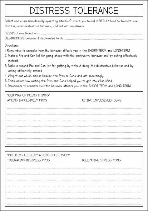 Distress Tolerance Skills Adults, Thought Challenging Worksheets, Dbt Group Mindfulness Activities, Neurodivergent Worksheets, Distress Tolerance Activities For Kids, Dbt Skills Worksheets For Teens, Dbt Interventions, Distress Tolerance Activities, Dbt Group Activities