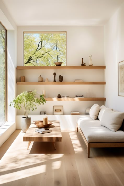 Get inspired by these transformative shelving units for large walls. Discover stylish designs that not only inspire but also enhance your home space. #TransformativeShelving #StylishUnits #HomeInspiration Japandi House, Large Walls, Japandi Living Room, Japandi Interior Design, Japandi Interiors, Casa Clean, Minimal Living Room, Japandi Living, Addition Ideas