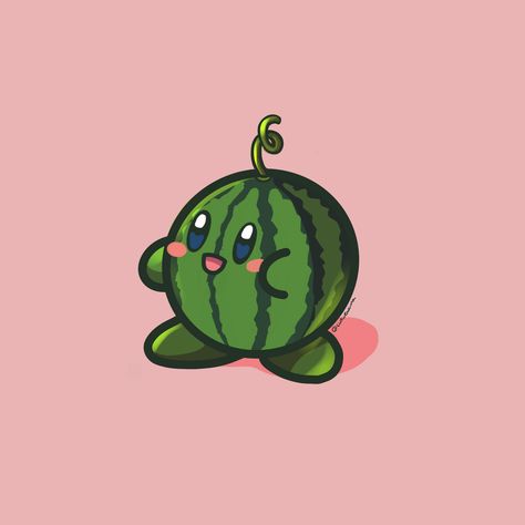 Kirby Watermelon, Watermelon Kawaii, Kirby Party, Ipad Aesthetic, Origin Story, Classy Tattoos, Watch Wallpaper, Apple Watch Wallpaper, Illustrator Illustration