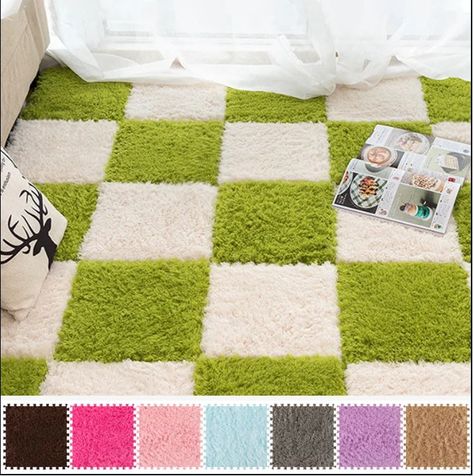 THIS CHANGES EVERYTHING! Now I can mix and match and colors to go with my room! This would be perfect for a baby room too! Foam Play Mat, Interlocking Flooring, Foam Flooring, Velvet Carpet, Checkered Rug, Foam Mats, Fluffy Rug, Baby Play Mat, Baby Play