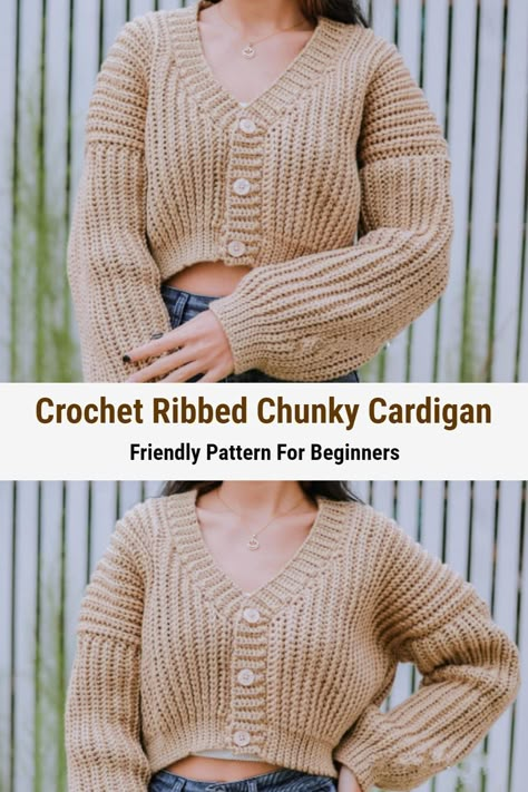 3 Crochet Cardigans For Ladies - Crochet Kingdom Crochet Cardigan Chunky Yarn, Bulky Yarn Crochet Sweater, Super Bulky Yarn Patterns Crochet, Crochet Vest Outfit, Bulky Yarn Patterns, Bulky Yarn Crochet, Diy Crochet Sweater, Crochet Sweater Vest, Bookmark Pattern