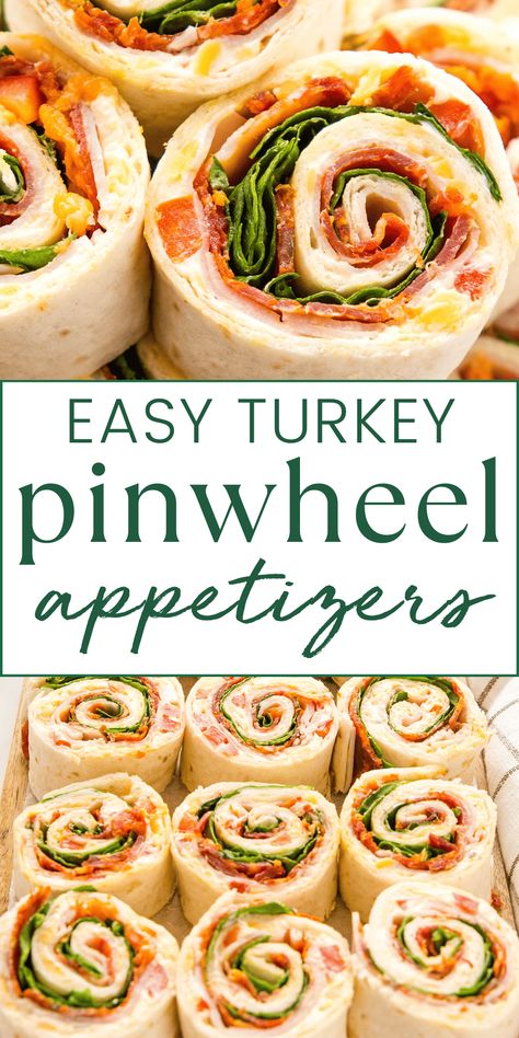 This easy Pinwheels recipe is the perfect snack, appetizer, or lunch idea! Easy-to-make pinwheel sandwiches made with tortillas, meat, cheese, and veggies that are easy to customize to any dietary preference and for any occasion! Recipe from thebusybaker.ca! #pinwheels #pinwheelappetizers #easypinwheelsandwiches #pinwheelsandwiches #snack #appetizerrecipe #holidayrecipe #lunchidea #mealprep #kidslunch #schoollunch #makeaheadlunch #sandwich via @busybakerblog Pinwheel Sandwiches Turkey, Club Roll Ups, Easy Pinwheels, Pinwheel Sandwich Recipes, Pinwheel Wraps, Tortilla Pinwheels Recipe, Turkey Pinwheels, Quick Foods, Tortilla Pinwheels