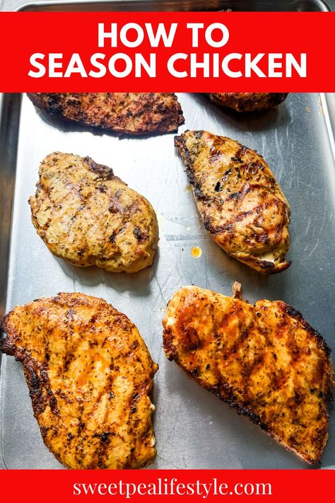 Seasoned chicken breasts on a sheet pan after being grilled Best Seasoning For Chicken, Seasoning Chicken Breast, How To Season Chicken, Easy Chicken Seasoning, Best Chicken Seasoning, Best Chicken Breast, Chicken Seasoning Recipes, Seasoning Chicken, Season Chicken