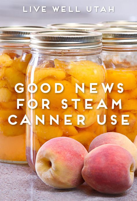 Steam Canning Peaches, Steam Canning Recipes, Steam Canning, Canning Water, High Acid Foods, Canning Jam Recipes, Canning Peaches, Canning Fruit, Peach Pie Filling