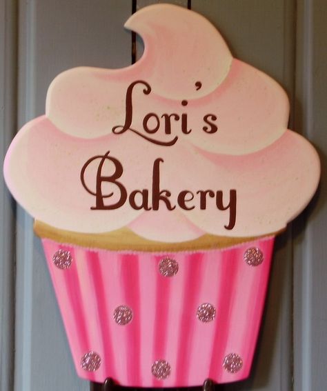 FROSTED CUPCAKE SIGN Bakery Signs, Cupcakes For Sale, Cupcake Sign, Cupcake Signs, Jigsaw Projects, Number Worksheet, Cupcake Pictures, Bakery Sign, Wood Yard Art