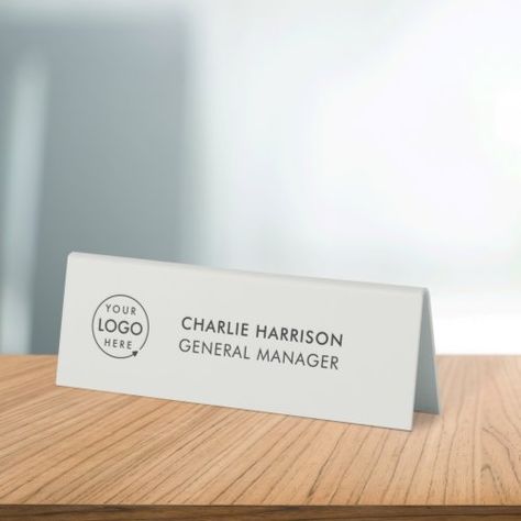 $7.34 | Business Logo | Gray Employee Staff Nameplate #business logo gray, employee, staff nameplate, name title, executive office, ceo business owner, neutral minimalist clean simple, manager office, company logo, professional corporate Table Tents, Design Maker, Logo Modern, Corporate Logo, Business Signs, Create Sign, Marketing Materials, Modern Logo, Christmas Photo Cards