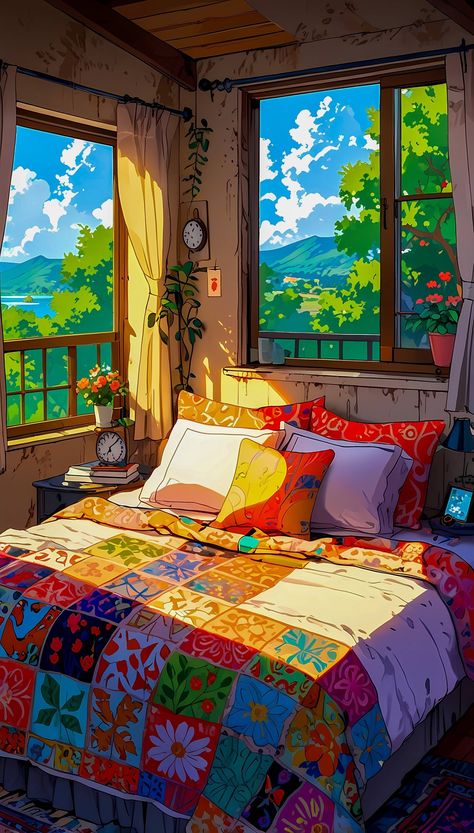 Day 15 " Serene vibes in my cozy bedroom 🛏️✨ " ⊹ ۪ 𖥔 ˑ ִ ֗ ִ ۫ ˑ 𖥻 ִ ۫ ּ⊹ ۪ 𖥔 ˑ ִ ֗ ִ ۫ ˑ 𖥻 ִ ۫ ּ⊹ ۪ 𖥔 Follow @venom.creationedits ⊹ ۪ 𖥔 ˑ ִ ֗ ִ ۫ ˑ 𖥻 ִ ۫ ּ⊹ ۪ 𖥔 ˑ ִ ֗ ִ ۫ ˑ 𖥻 ִ ۫ ּ⊹ ۪ 𖥔 #aiart #aiartwork #instafeed #instadaily #picoftheday #todayart #digitalart #digitalartwork #midjourneyart #illustration #happiness #aicommunity #viralart #trendingaiwork #nature #loneliness #stressrelief #lofimusic #lofi #peace Lofi Video, Fantasia Art, Cozy Rooms, Vintage Illustration Art, Peaceful Home, Dream Land, Dreamy Art, Anime Scenery Wallpaper, Cozy Room