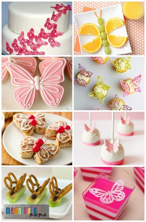 Butterfly Themed Food and Snacks - Ideas for a Butterfly Party Butterfly Snacks, Butterfly Food, Chocolate Butterflies, Butterfly Theme Party, Butterfly Party Decorations, Sweet Sugarbelle, Butterfly Birthday Cakes, Butterfly Cookies, Food And Snacks