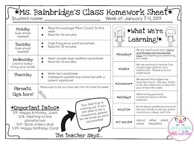 Welcome to the UNI-corner: Making a Weekly Homework Sheet Work for Me! Homework Sheet Template Free Printable, Weekly Homework Template, Weekly Assignment Sheet, 2nd Grade Homework Folder, Homework Help Sheet, Monthly Homework Calendar, Weekly Homework Sheet, Student Homework Planner, Homework Template