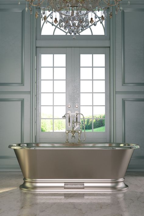 Indulge in an artistic oasis that seamlessly combines eco-consciousness and pure glamour. Feast your eyes on this mesmerizing handcrafted copper bath, adorned with a sumptuous brushed nickel finish, and exquisite detailing that will take your breath away.  ❤️🌿🛁 #ArtisticEcoGlamour #HandcraftedLuxury #SustainableLiving #copperbath Copper Bathtub, Copper Bath, Copper Bathtubs, Bathroom Remodel Designs, Bathroom Design Luxury, Handmade Copper, Luxury Bathroom, Sustainable Living, Bathroom Inspiration