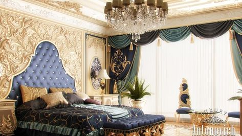 Magnificent Floor Regency Interior Design, Hollywood Regency Interior Design, Beautiful Bed Designs, Antonovich Design, Style Salon, Opulent Interiors, Luxury Flooring, Interior Fit Out, Gold Bedroom