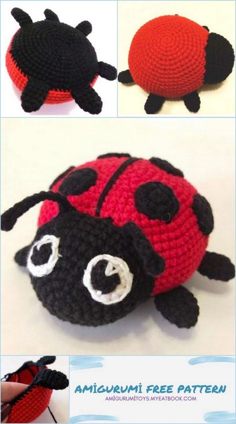 Amigurumi Ladybug Free Pattern - Amigurumi toys Knit Amigurumi, Crochet Ladybug, Ladybug Pattern, Crochet Toys Free, Animal Knitting Patterns, Pola Amigurumi, Crochet Animals Free Patterns, Crochet Amigurumi Free Patterns, Crochet Amigurumi Free