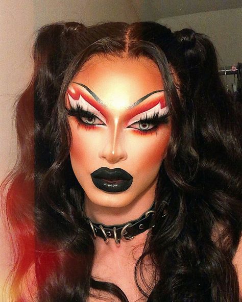 Krystal Versace Makeup, Dark Drag Makeup, Drag Makeup Inspiration, Red Drag Makeup, Drag Queen Makeup Looks, Drag Makeup Ideas, Drag Makeup Looks, Krystal Versace, Drag Looks