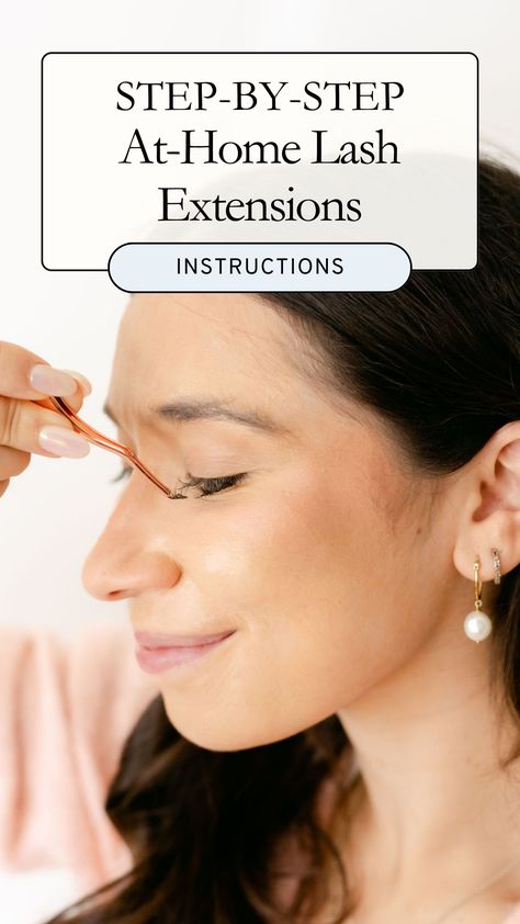 Easy step-by-step guide for putting on DIY Eyelash Extensions. Just 4 steps to take your lashes from short and straight to fluttery, curled and wispy. How To Do Your Own Eyelash Extensions, Best Diy Lash Extensions, Eyelash Extensions Diy, At Home Lash Extensions, Clumpy Mascara, Semi Permanent Eyelashes, Individual Eyelash Extensions, Diy Lash Extensions, Diy Eyelash Extensions