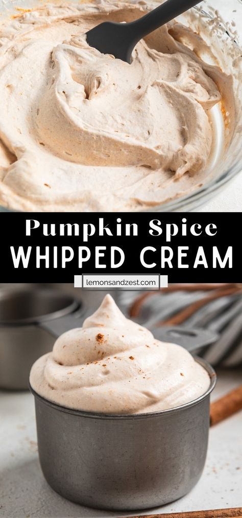 Spice Frosting, Spiced Whipped Cream, Pumpkin Spice Cream, Pumpkin Spice Recipe, Recipes With Whipping Cream, Fruity Cake, Homemade Pumpkin Spice, Pumpkin Desserts, Homemade Frosting