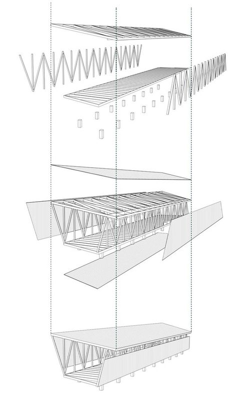 21 Detailed Construction Sections for Wood Structures | ArchDaily Wood Architecture, Timber Structure, Architecture Design Concept, Wood Structure, Bridge Design, Structure Architecture, Diagram Architecture, Structure Design, Architecture Presentation