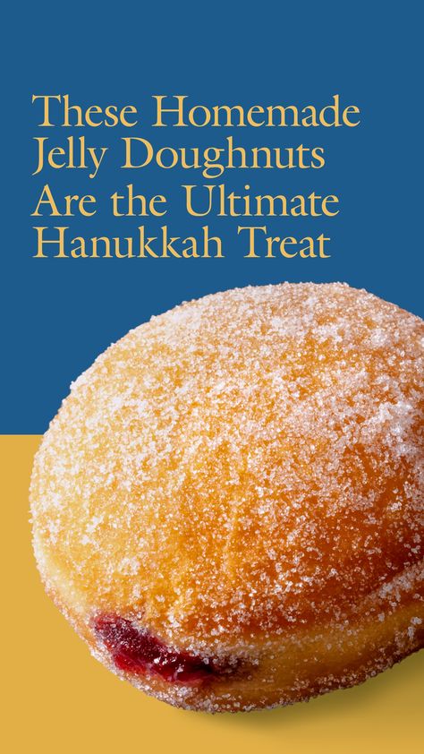 There’s nothing more impressive to serve at a Hanukkah party than plush, still-warm sufganiyot (jelly doughnuts). Jewish Donuts Recipe, Sufganiyot Recipe Easy, Doughnut Stand, Cooking For Kids, Doughnut Muffins, Jelly Doughnuts, Hanukkah Party, Homemade Jelly, Breakfast Rolls