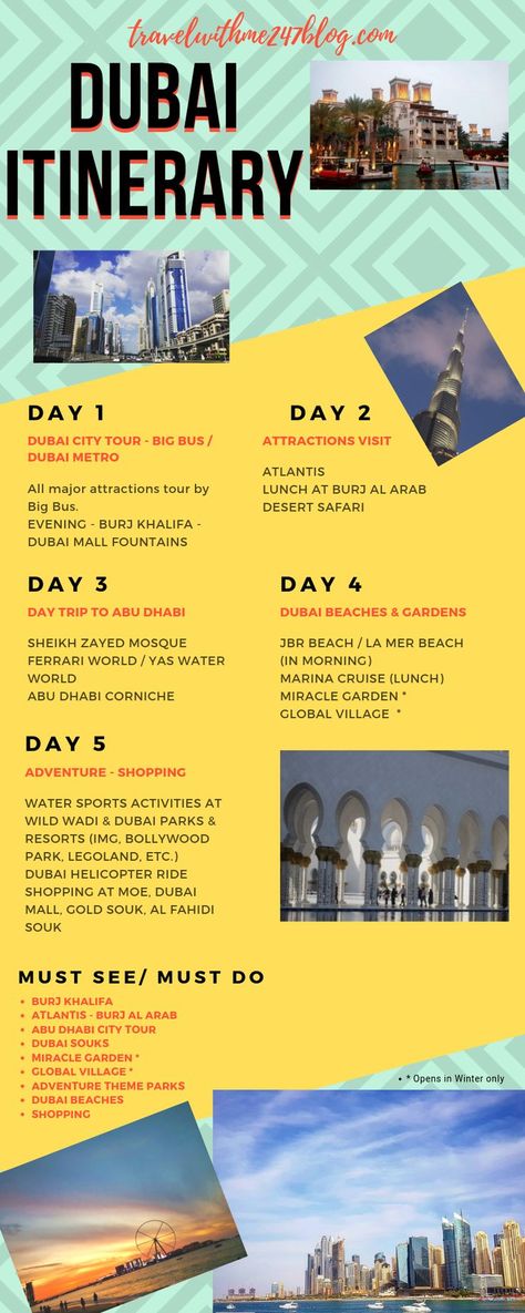 Things to do in Dubai in 5 days - Worth visiting places in Dubai for 5 days. Must do Activities in Dubai.  #UAE #Dubai #MiddleEast Dubai Itinerary, Places In Dubai, Dubai Nightlife, Dubai Activities, Things To Do In Dubai, Dubai Travel Guide, Dubai Beach, Khalifa Dubai, Dubai Holidays